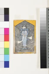 Une image de Vishnu entourée de bas-reliefs de ses avatars, vers 1780